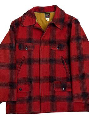 Rare 1950s Vintage Hunting Jacket GLIDER SPORT Plaid Heavy Wool Coat Mens Small